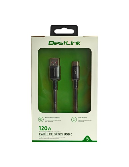 Cable de carga rapida y datos USB-A a USB-C 120W 2 Metros