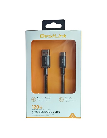 Cable de carga rapida y datos USB-A a USB-C 120W 1.2 Metros